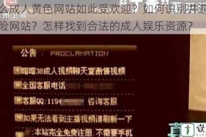 为什么成人黄色网站如此受欢迎？如何识别并避免访问危险网站？怎样找到合法的成人娱乐资源？