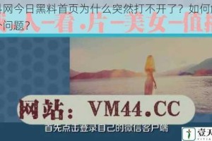 黑料网今日黑料首页为什么突然打不开了？如何解决这个问题？