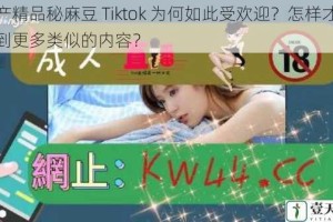 国产精品秘麻豆 Tiktok 为何如此受欢迎？怎样才能找到更多类似的内容？
