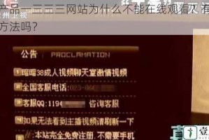 亚精产品一三三三网站为什么不能在线观看？有什么解决方法吗？