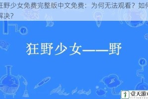 狂野少女免费完整版中文免费：为何无法观看？如何解决？