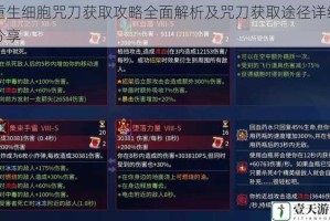 重生细胞咒刀获取攻略全面解析及咒刀获取途径详细分享