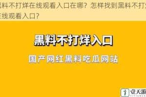 黑料不打烊在线观看入口在哪？怎样找到黑料不打烊在线观看入口？