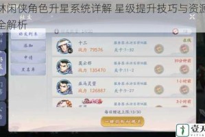 武林闲侠角色升星系统详解 星级提升技巧与资源规划全解析