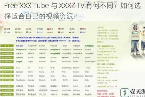 Free XXX Tube 与 XXXZ TV 有何不同？如何选择适合自己的视频资源？