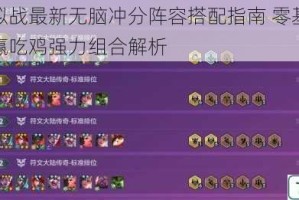 王者模拟战最新无脑冲分阵容搭配指南 零基础轻松上分稳赢吃鸡强力组合解析