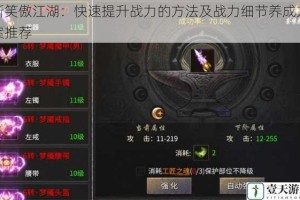 新笑傲江湖：快速提升战力的方法及战力细节养成方案推荐