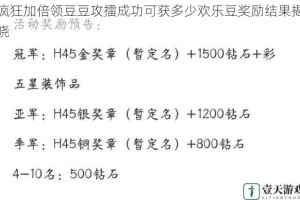 疯狂加倍领豆豆攻擂成功可获多少欢乐豆奖励结果揭晓