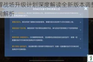 王者荣耀战场升级计划深度解读全新版本调整内容与优化方向解析
