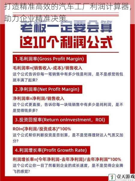 打造精准高效的汽车工厂利润计算器,助力企业精准决策