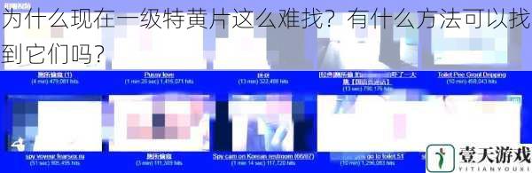 为什么现在一级特黄片这么难找?有什么方法可以找到它们吗?