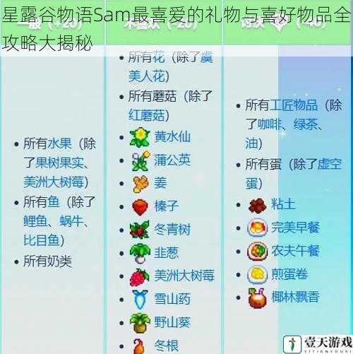 星露谷物语Sam最喜爱的礼物与喜好物品全攻略大揭秘