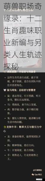 萌兽职场奇缘录:十二生肖趣味职业新编与另类人生轨迹探秘