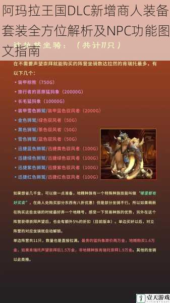 阿玛拉王国DLC新增商人装备套装全方位解析及NPC功能图文指南