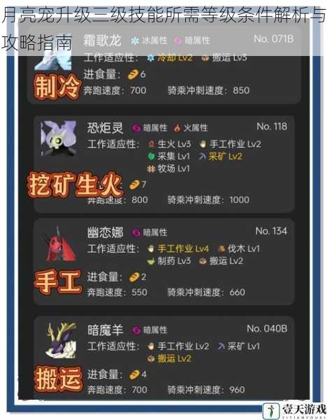 月亮宠升级三级技能所需等级条件解析与攻略指南