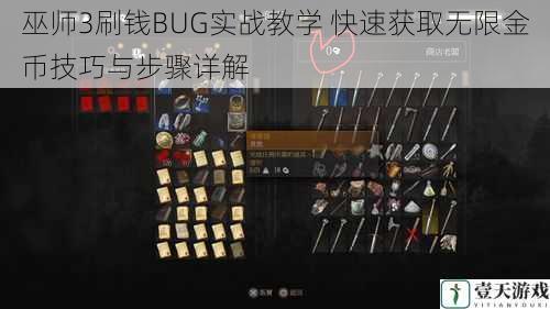 巫师3刷钱BUG实战教学 快速获取无限金币技巧与步骤详解