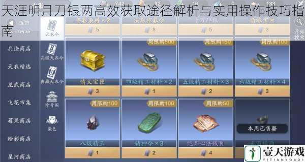 天涯明月刀银两高效获取途径解析与实用操作技巧指南