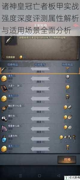诸神皇冠亡者板甲实战强度深度评测属性解析与适用场景全面分析