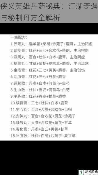 侠义英雄丹药秘典:江湖奇遇与秘制丹方全解析