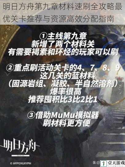 明日方舟第九章材料速刷全攻略最优关卡推荐与资源高效分配指南