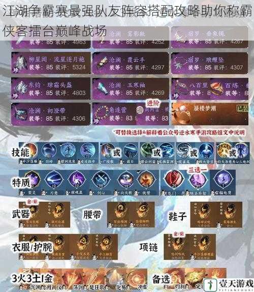 江湖争霸赛最强队友阵容搭配攻略助你称霸侠客擂台巅峰战场
