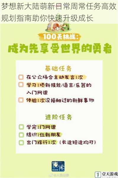 梦想新大陆萌新日常周常任务高效规划指南助你快速升级成长