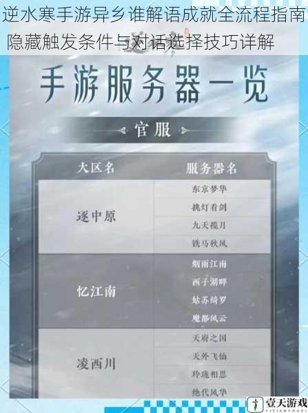 逆水寒手游异乡谁解语成就全流程指南 隐藏触发条件与对话选择技巧详解