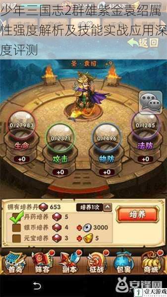 少年三国志2群雄紫金袁绍属性强度解析及技能实战应用深度评测